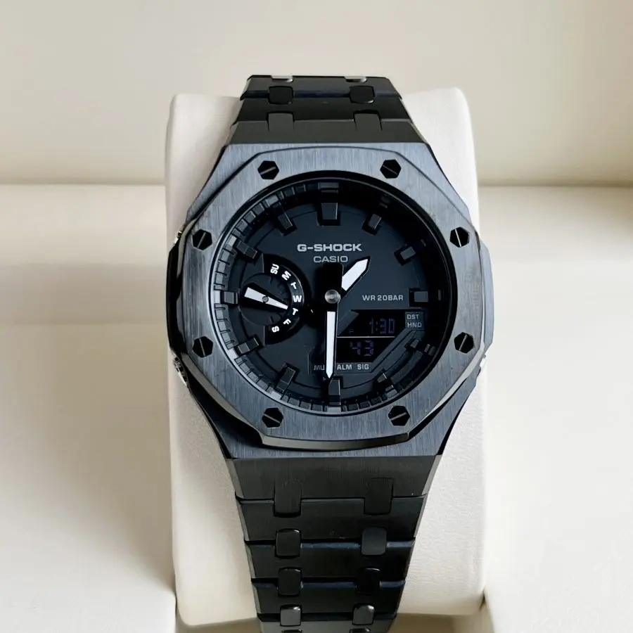 Đồng Hồ Casio G-SHOCK GA2100 CUSTOM AP BLACK Gen 3 Dây Thép - BH 5 Năm - Chính Hãng 100%