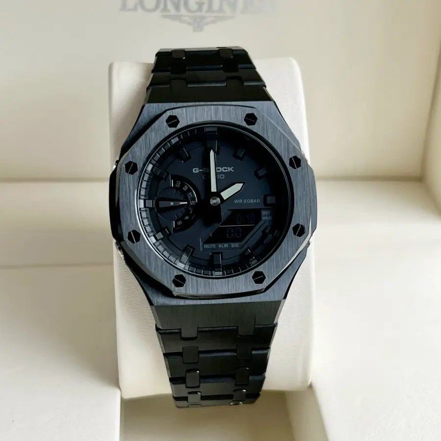 Đồng Hồ Casio G-SHOCK GA2100 CUSTOM AP FULL BLACK  Gen 3 Dây Thép - BH 5 Năm - Chính Hãng 100%