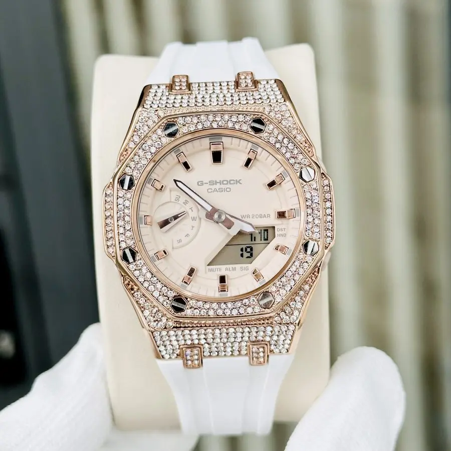 Đồng hồ Casio G Shock GMA-S2100-4A CUSTOM FULL DIAMOND - BH 5 Năm - Chính Hãng 100%