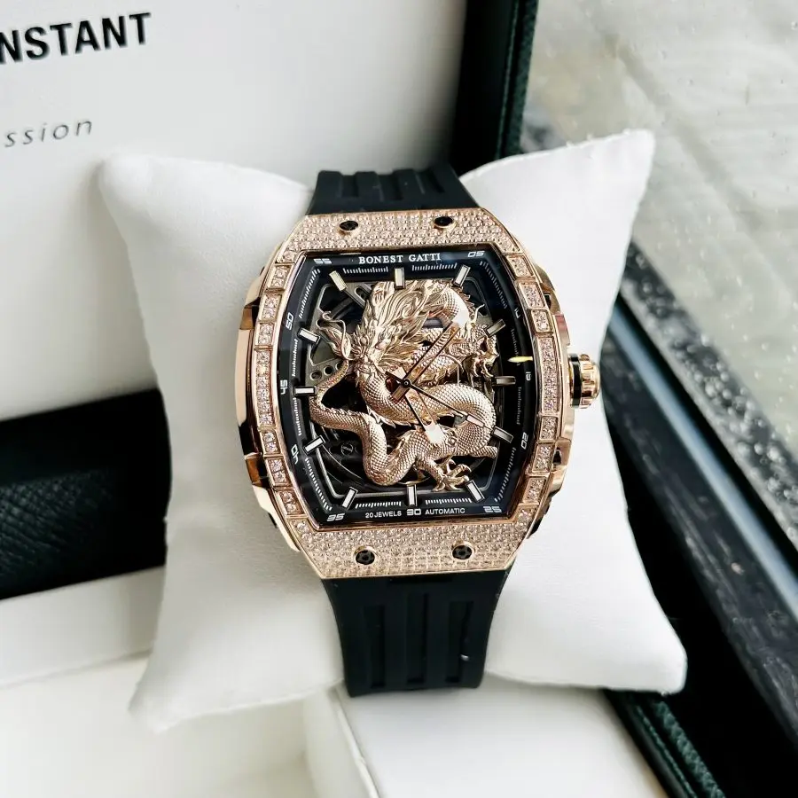 Đồng hồ Nam Bonest Gatti Ghost Dragon Star Gold Full  Diamond - 45mm - Automatic