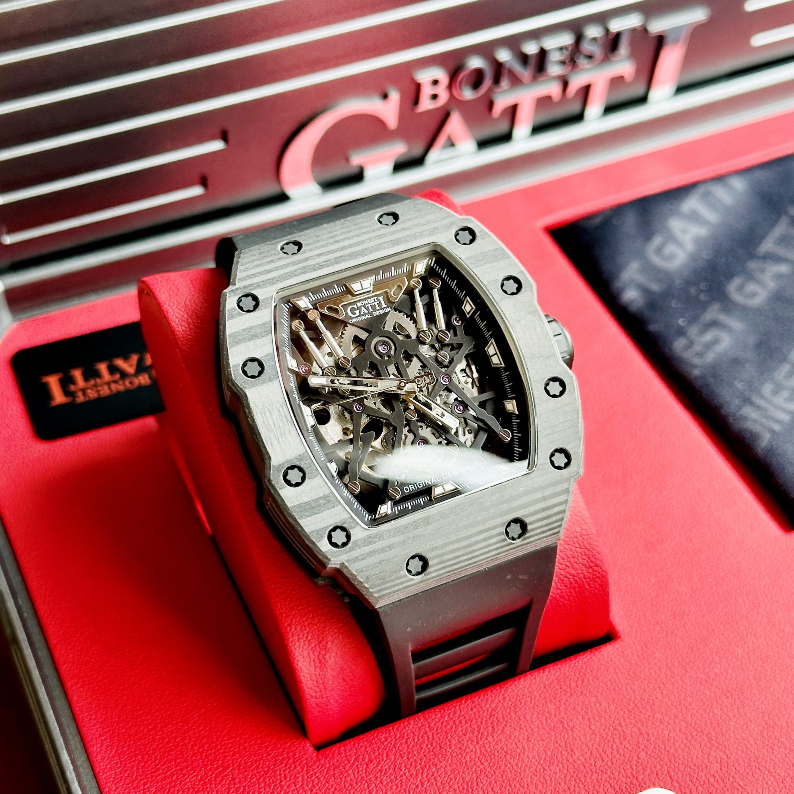 Đồng hồ Nam BONEST GATTI Carbon BG9907 Black - 45mm - Automatic