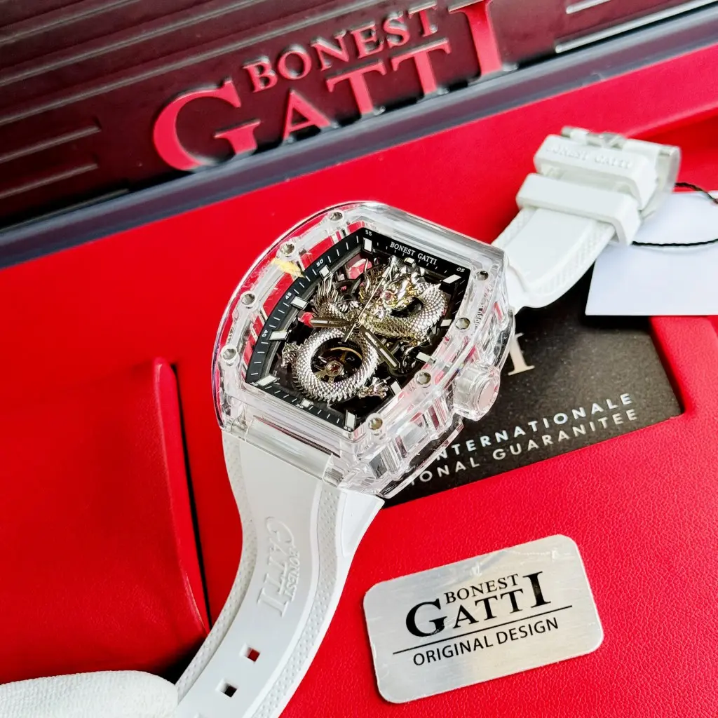 Bộ máy cơ Automatic lộ đáy mượt mà của Đồng hồ Nam Bonest Gatti