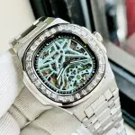 ĐỒNG HỒ NAM CARNIVAL NAUTILUS 8118G2 Màu Bạc Đá - Mặt xanh TIFFANY - Dây Thép - Automatic- Kính Sapphire — ảnh 8