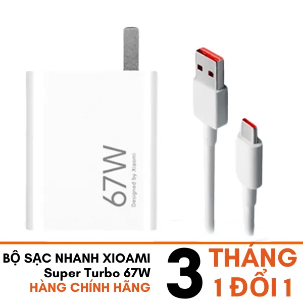 Adapter Sạc Siêu Nhanh Charge Turbo 67W Cho Xiaomi