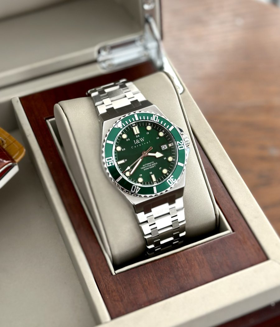 ĐỒNG HỒ NAM I&W Carnival 726G4 Dây thép - Submariner - Mặt xanh - Automatic – Kính Sapphire