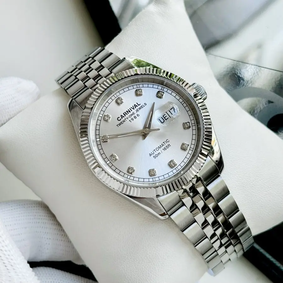 ĐỒNG HỒ NAM I&W Carnival 8131G  Dây Thép Bạc - Mặt Trắng - Automatic - Kính Sapphire