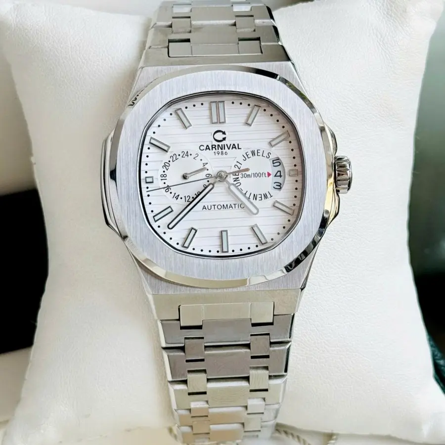 ĐỒNG HỒ NAM Carnival 8158G-VT-D -Dây Thép - Mặt Trắng - Automatic - Kính Sapphire