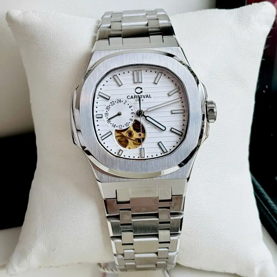 ĐỒNG HỒ NAM Carnival 8159G-VT-XD - Dây Thép - White Open Heart - Automatic - Kính Sapphire