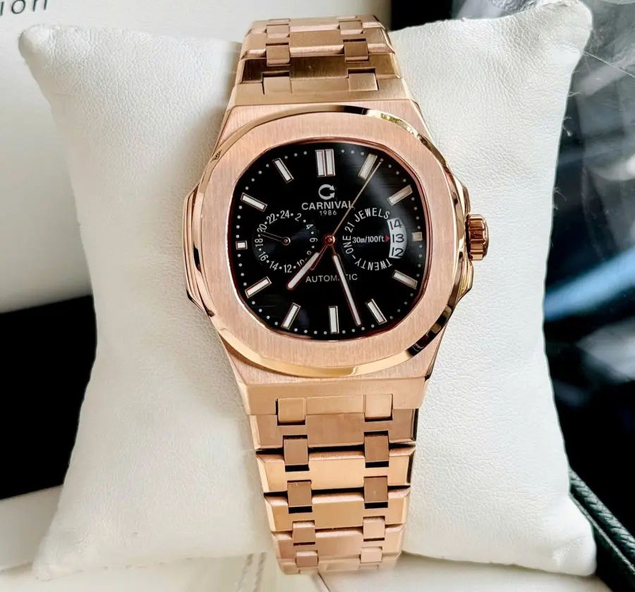 ĐỒNG HỒ NAM Carnival 8158G-VH-D-Dây Thép - Mặt Đen - Automatic - Kính Sapphire