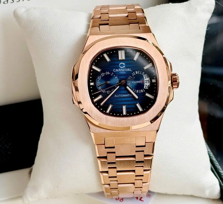 ĐỒNG HỒ NAM Carnival 8158G-VH-X-Dây Thép - Mặt Xanh - Automatic - Kính Sapphire