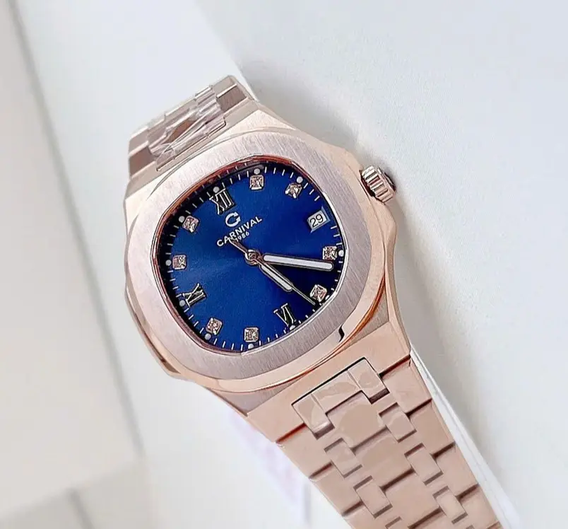 ĐỒNG HỒ Nữ Carnival 8160L-VH-X Mặt Xanh-Dây Thép-Pin-Kính Sapphire
