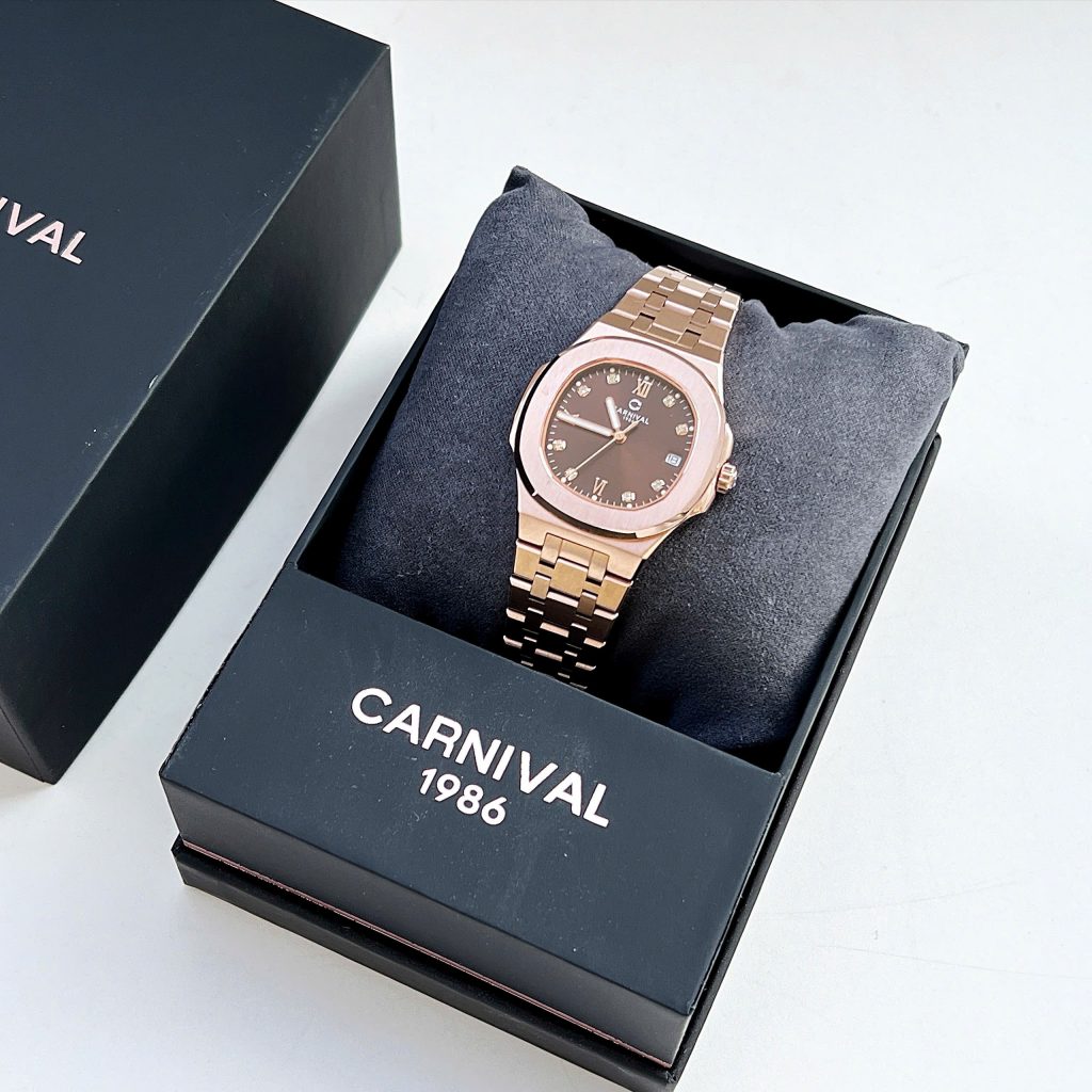 Mặt kính Sapphire trên ĐỒNG HỒ Nữ Carnival 8160L-VH-Nâu