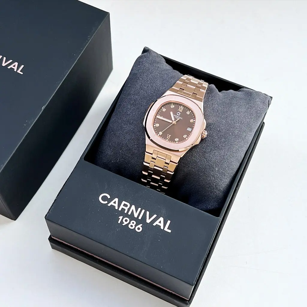 Mặt kính Sapphire trên ĐỒNG HỒ Nữ Carnival 8160L-VH-Nâu