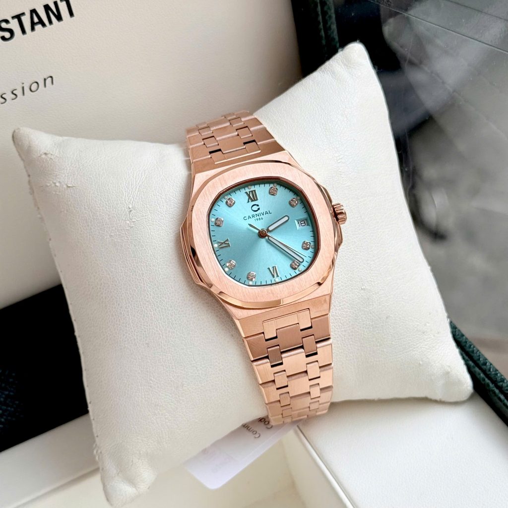 Mặt số 34mm màu xanh Tiffany cực kỳ nổi bật và trẻ trung