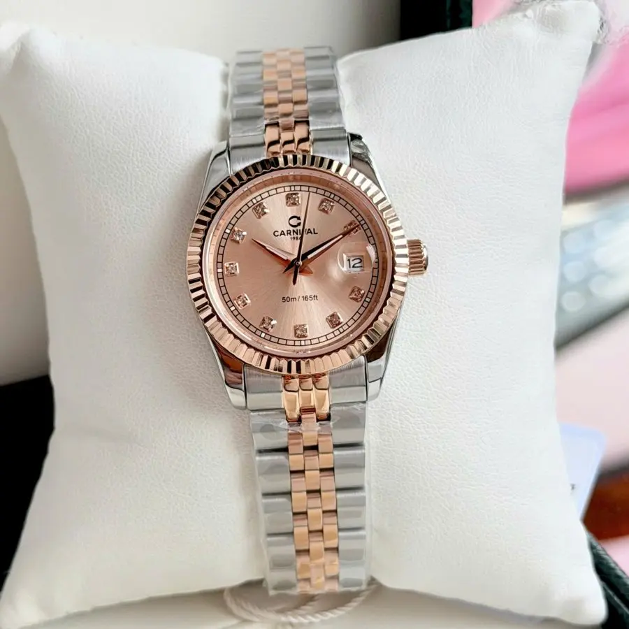 ĐỒNG HỒ Nữ Carnival 8131L-CH-NN Mặt Sundust-Dây Thép-Pin-Kính Sapphire