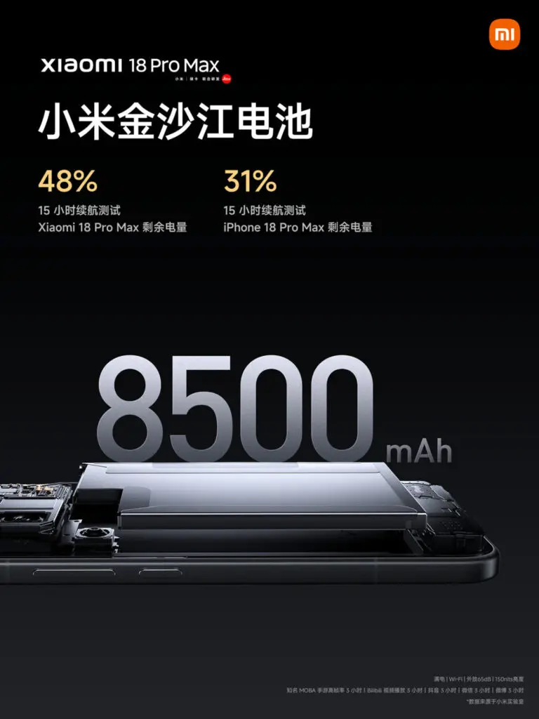 Poster giới thiệu dung lượng pin 8500 mAh và cấu trúc linh